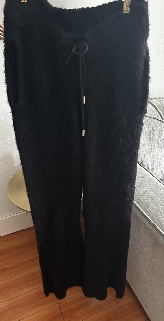 Mnml Black Fuzzy Knit Sweatepants M Streetwear Statement Winter Cozy